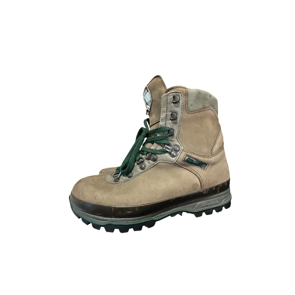 Vintage Gray Raichle Switzerland Mountaineering Hiking Leather Boots Womens Sz 9